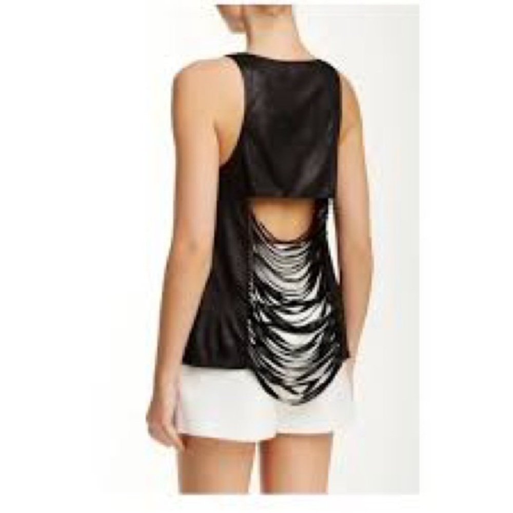 BB Dakota Sleeveless Faux Suede Tank Hadiya Cut-Out Too Black Sz M EUC